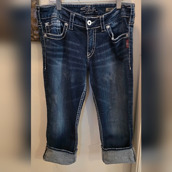 Silver Jeans Dark Blue Cropped Capris 32 x 26 - Picture 2 of 7